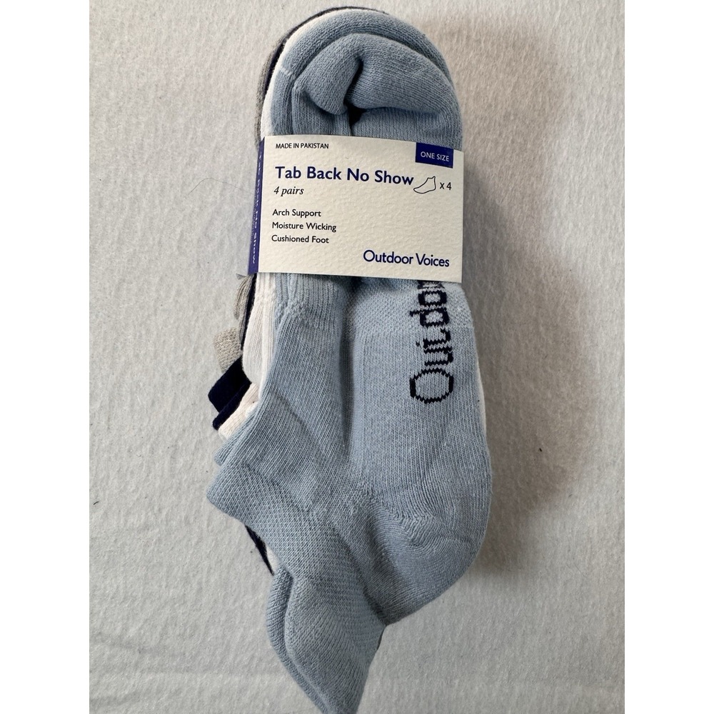 Outdoor Voices Womens Tab Back No Show Socks One Size Gray Blue Navy White NWT